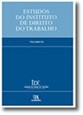 Capa do livro «Estudos do Instituto de Direito do Trabalho», com fundo azul e texto branco, publicado pela Almedina.